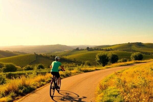 Cycliste sur un sentier en Provence