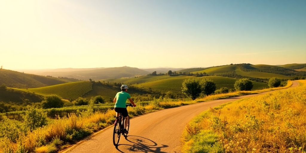 Cycliste sur un sentier en Provence